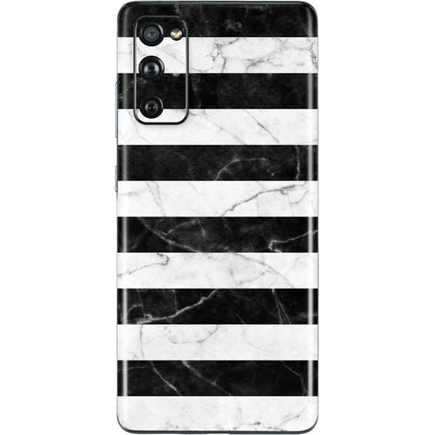 Black and White Striped Marble Galaxy S20 Fan Edition Skin